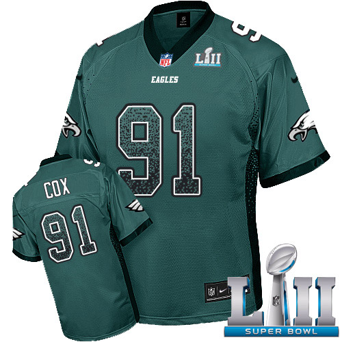 Nike Eagles #91 Fletcher Cox Midnight Green Team Color Super Bowl LII Men's Stitched NFL Elite Drift Fashion Jersey - Click Image to Close